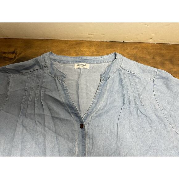 Anthropologie Kindred Women’s Chambray Floral Embroidered Shirt Plus Size 1X - Picture 2 of 10